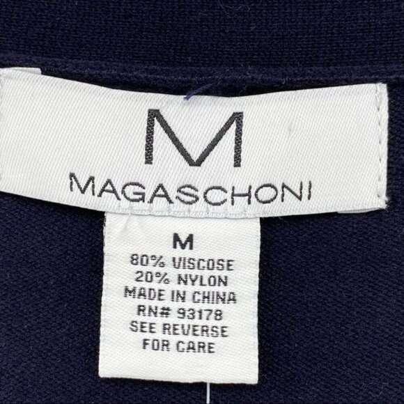 Magaschoni Button Front Navy Blue Cardigan Sweater M Viscose/Nylon Knit - Picture 4 of 8